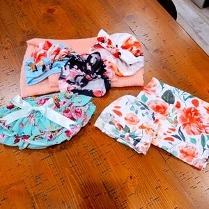 Baby Girls Newborn swaddle/ hat & bottom photo  Set